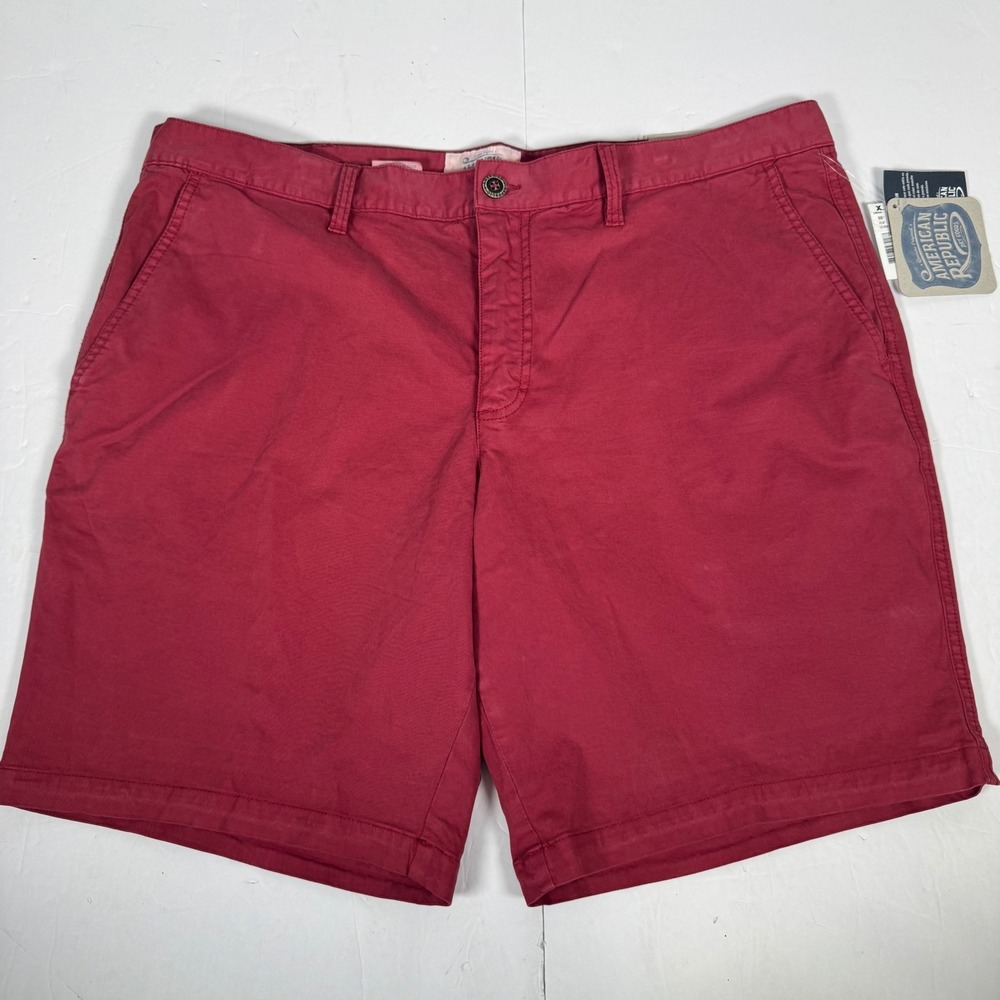 NWT American Republic Chino Shorts Mens 40 Earth Red Flat Front Cotton Blend
